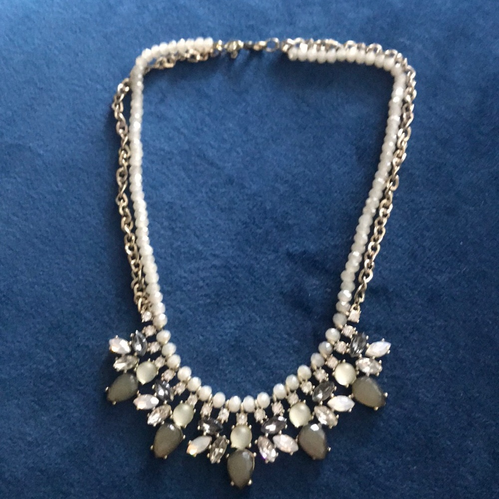 Olive green jeweled necklace